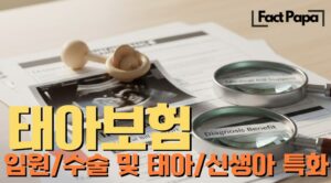 보험 서류와 초음파 사진 위에 '태아보험 입원/수술 및 태아/신생아 특화'라는 텍스트가 강조된 팩트파파 블로그 대표 이미지